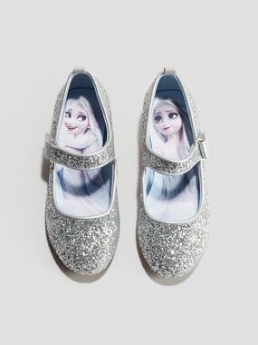 Disney Frozen Silver Glitter Mary Jane Dress Shoes for Kids